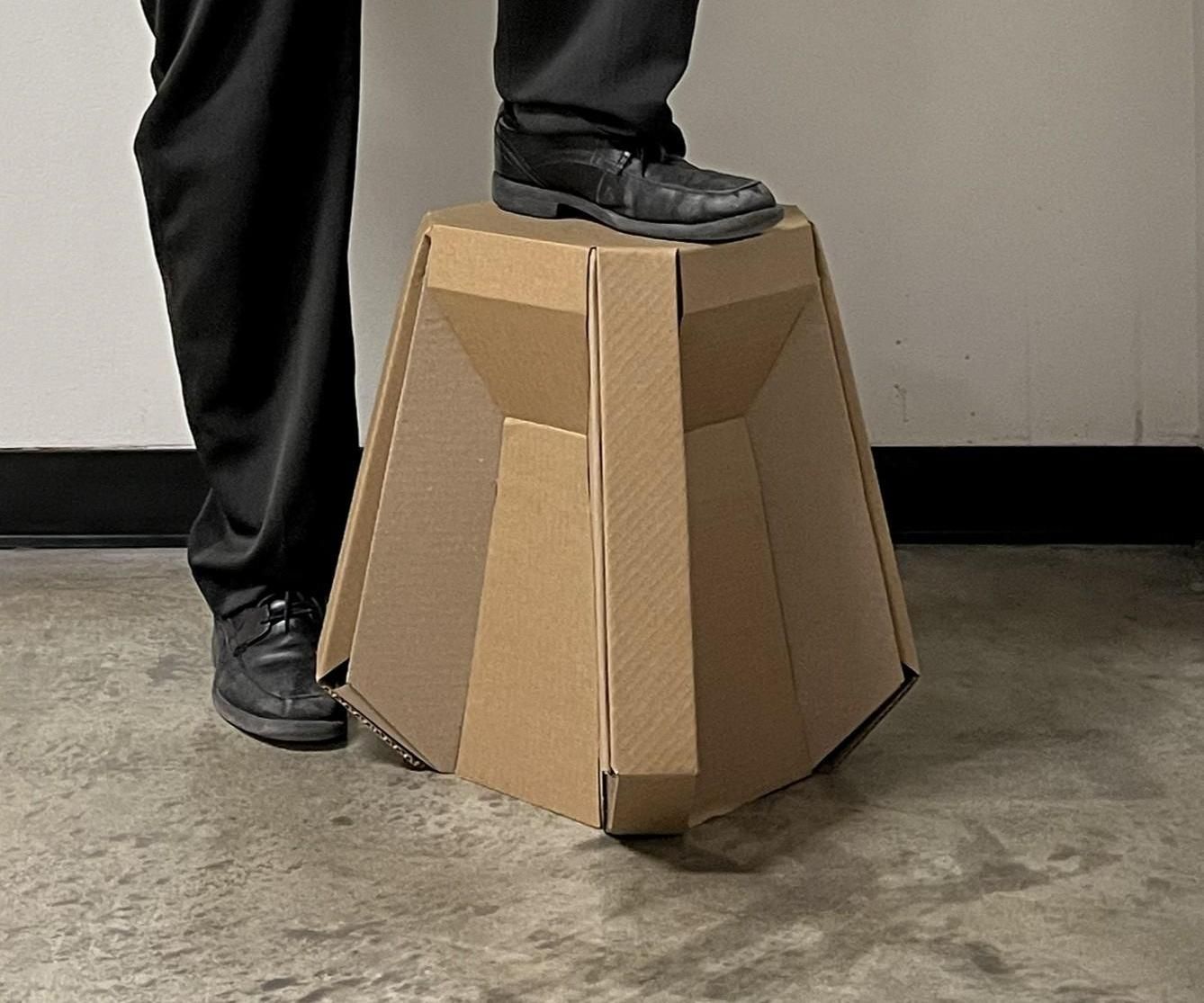 No Tape Cardboard Stool - 18 In. 180+ Lbs - No Glue, No Tape, No Fasteners!