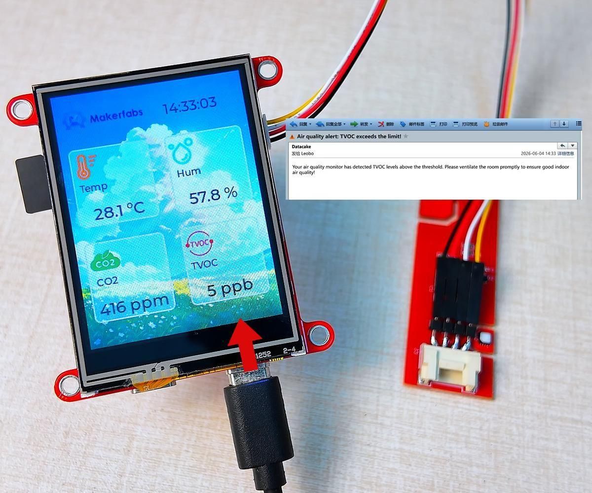 TVOC Alarm on Datacake With MaTouch Lite 2.4”