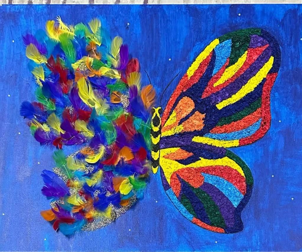 A Mixed-Media Butterfly — Two Sides of Life