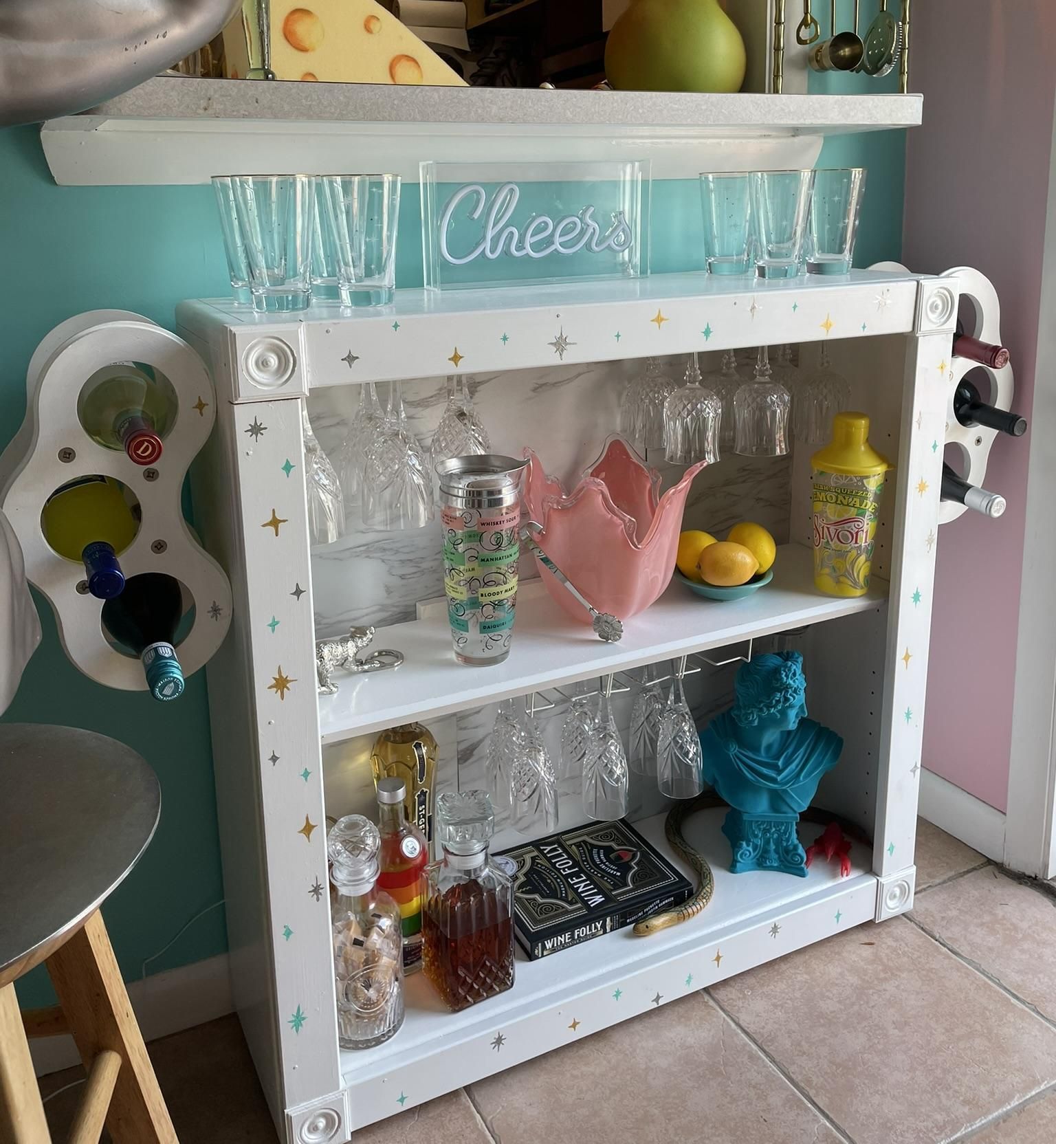 Retro Inspired Bar Cart for a Small Space