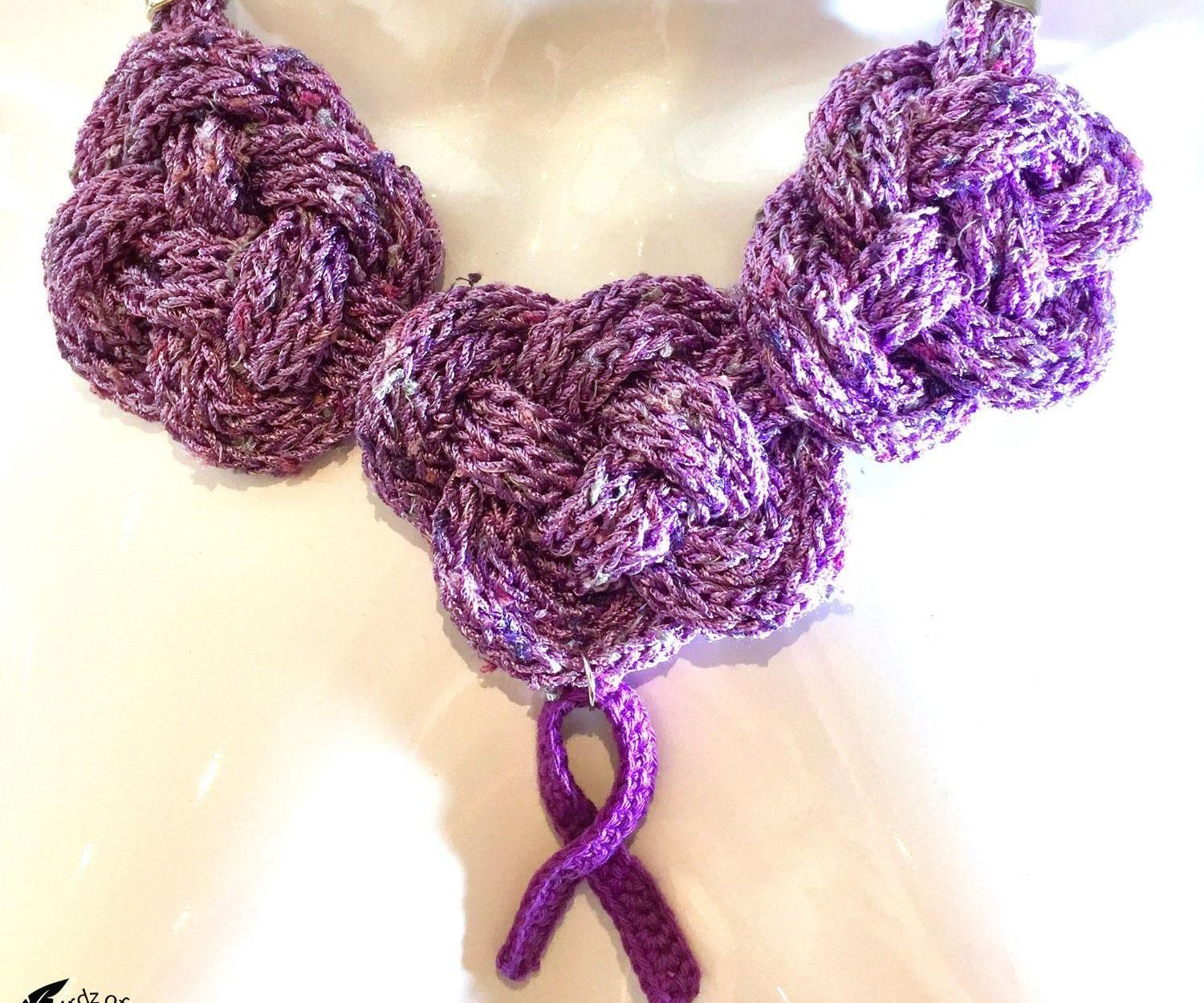 Purple Crocheted Knot Necklace - an Ode to Alzheimer's Awareness