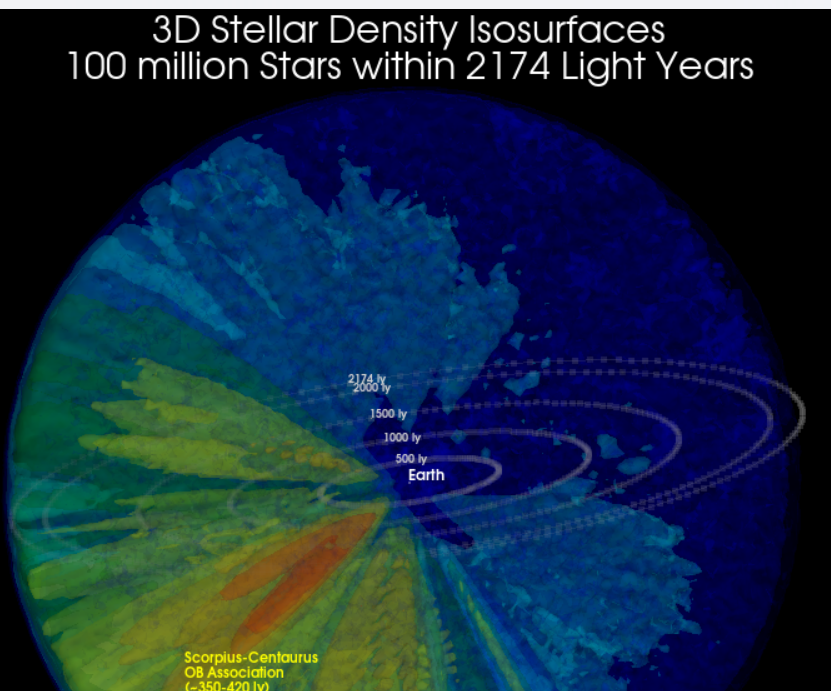 100 Million Star 3D Stellar Density Isosurface Data Visualization Using Python and Claude.ai