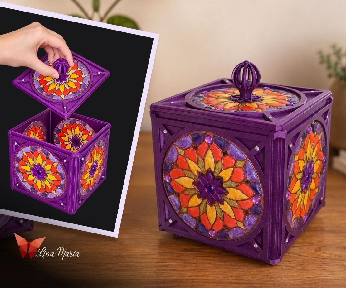 Faux Stained Glass Box Made From Recycled CDs
