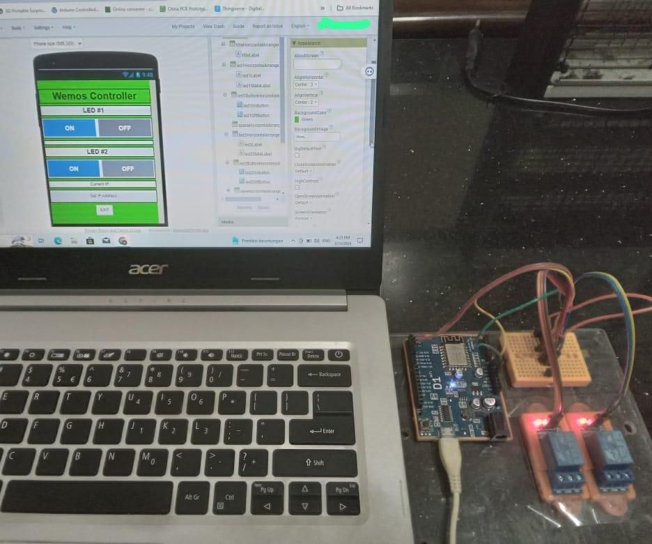 Wemos D1 R1 + App Inventor ON_OFF Buttons