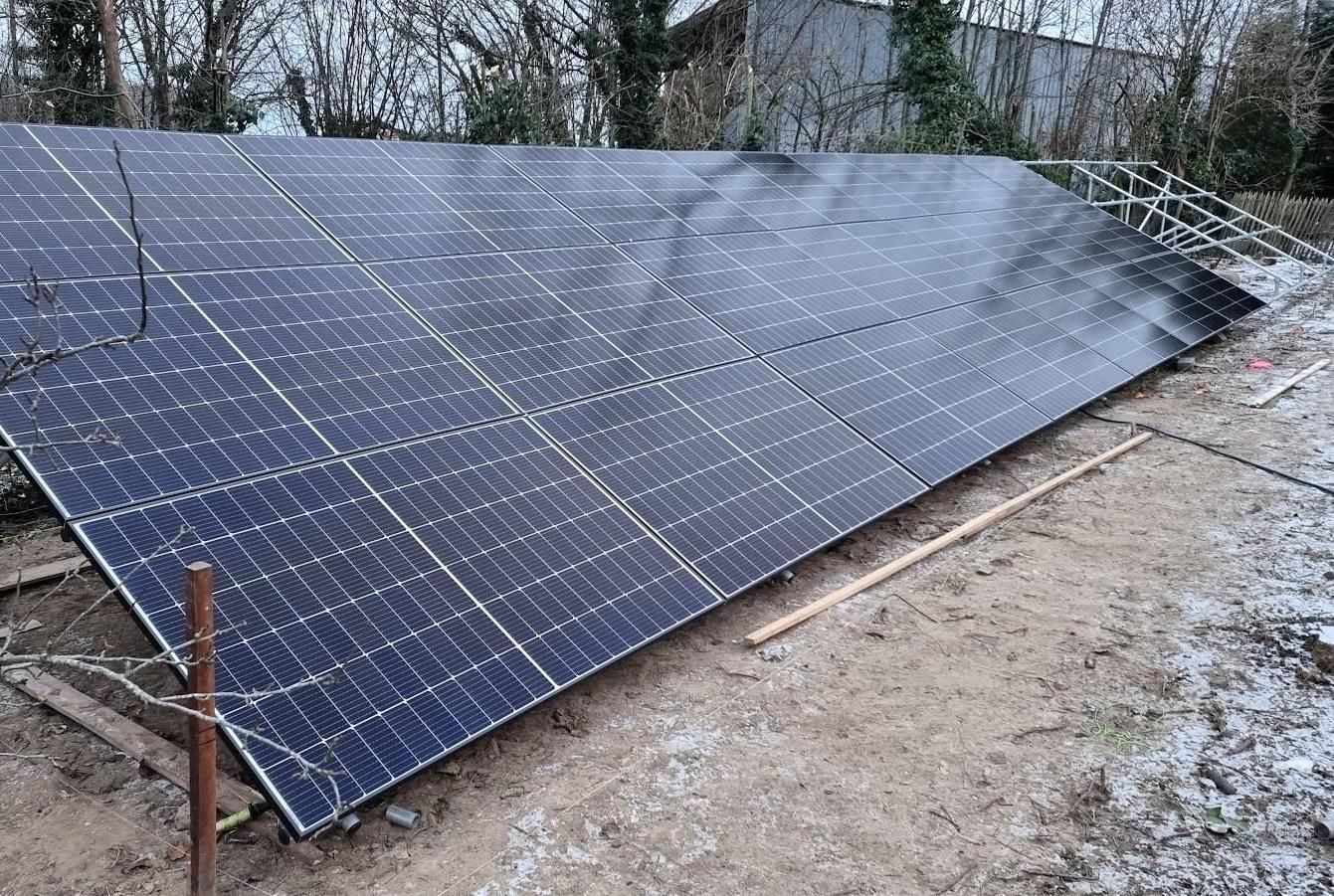 DIY Ground-Mounted Solar Array on Scaffold Tubes