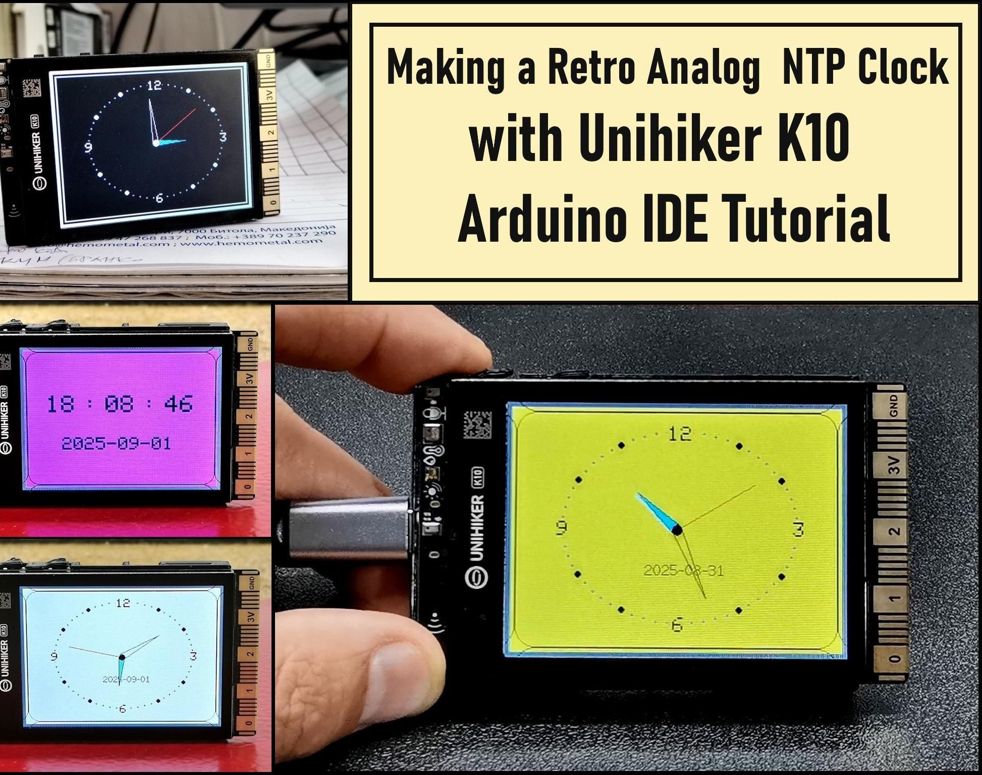 Making a Retro Analog NTP Clock With Unihiker K10 - Arduino IDE Tutorial
