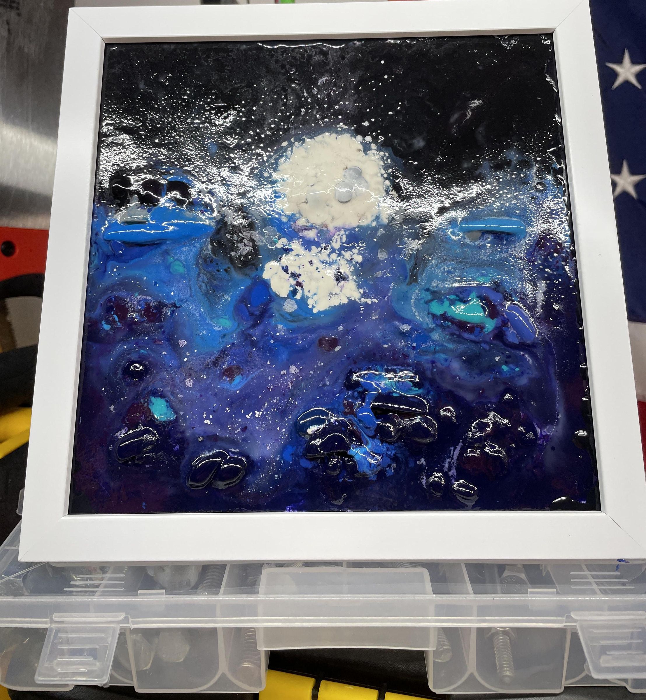 "Moonset" Shaved Crayons, Melted on Canvas