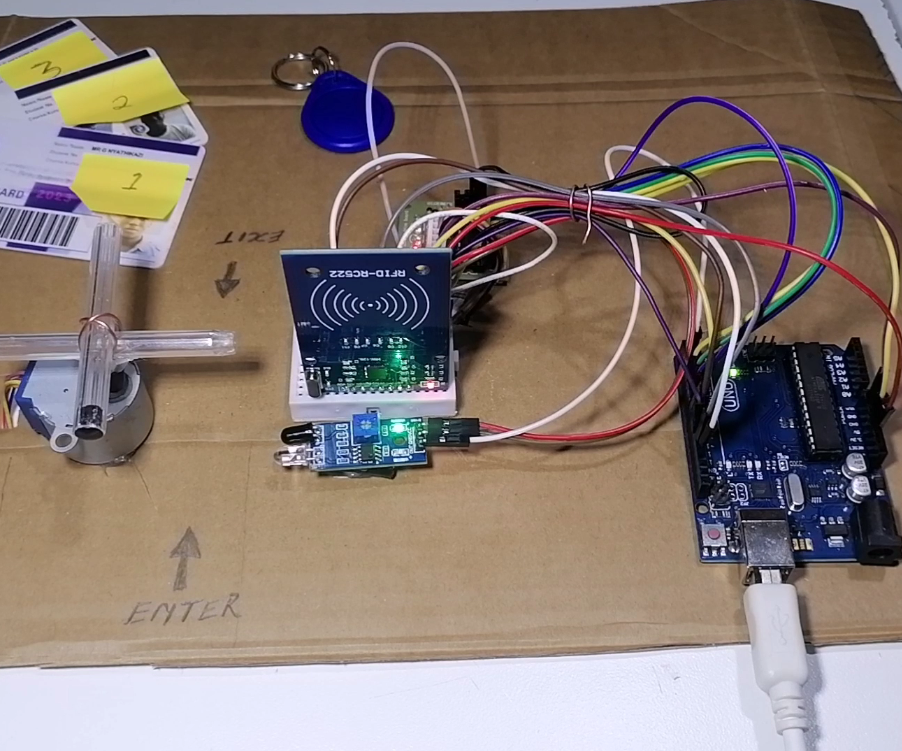 Turnstile Access Control System Using RFID, Stepper Motor, IR Sensor and Arduino Uno
