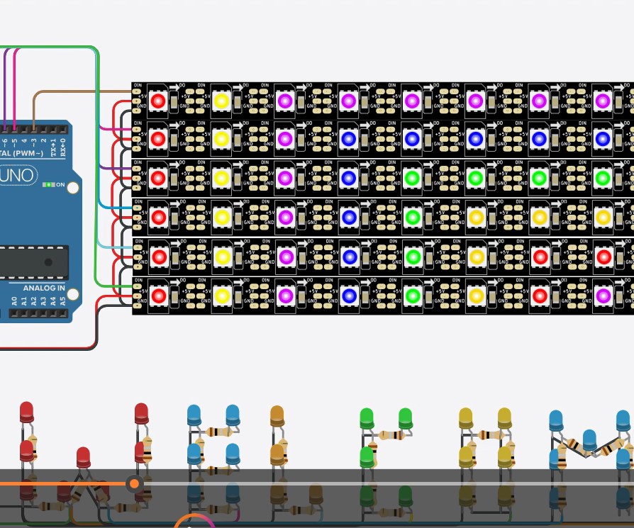 Arduino Tinkercad NeoPixel for Rainbow Led's