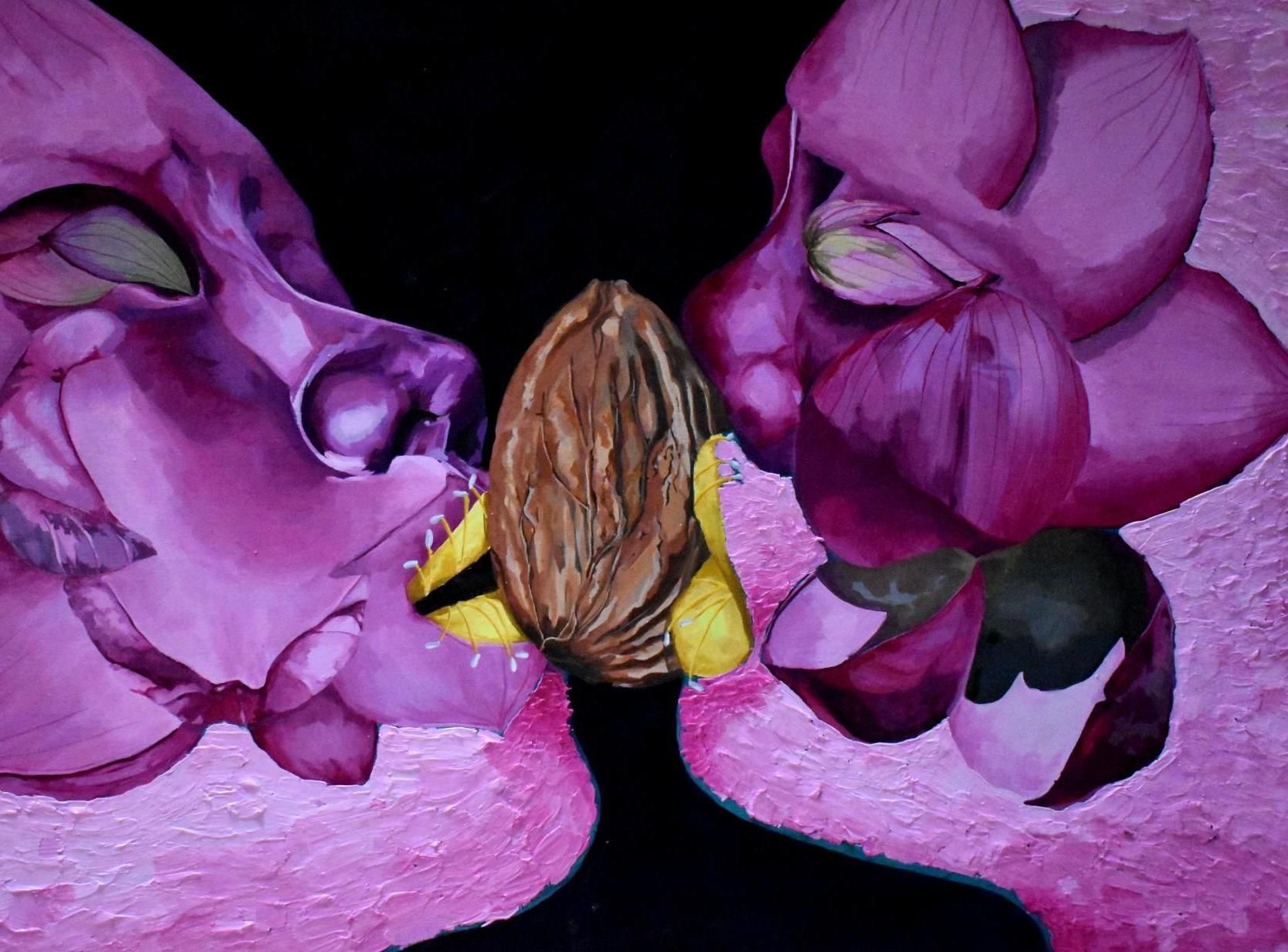 Flower Study: Surrealist Acrylic and Impasto Painting
