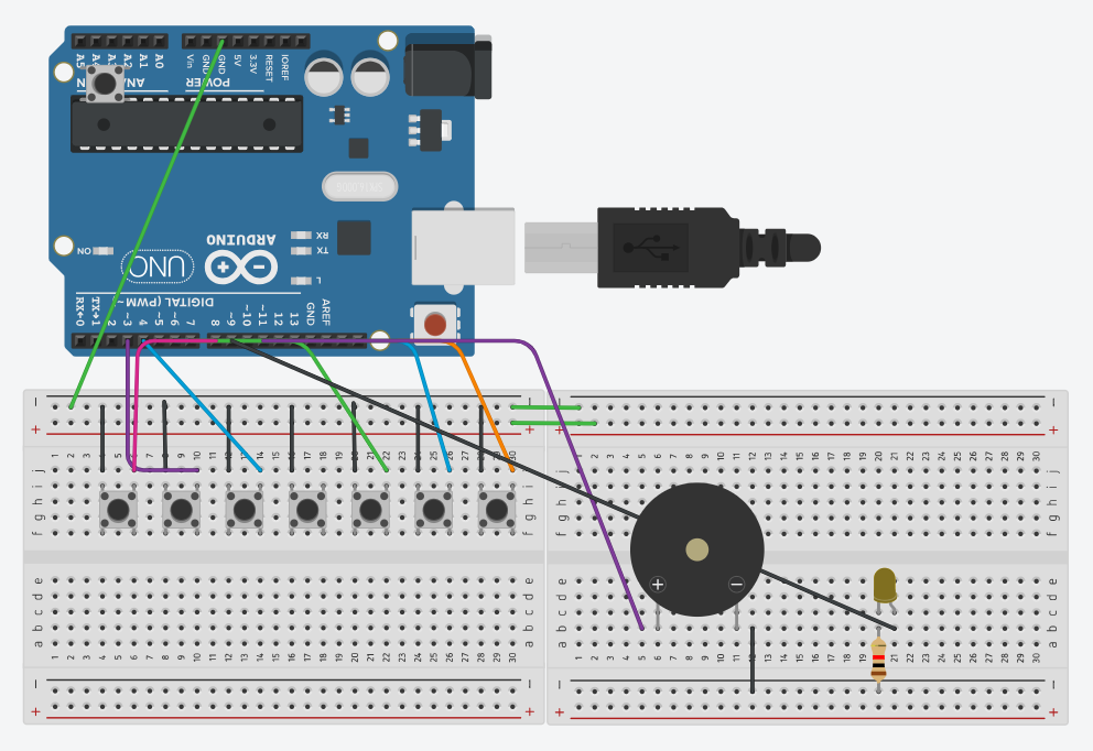 Arduino Piano With Corresponding LED