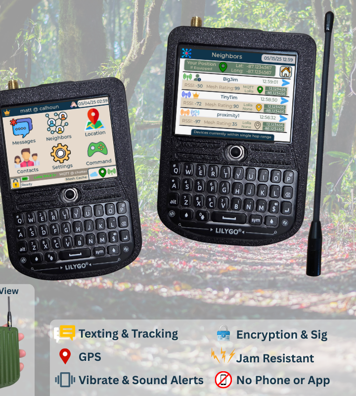 Simple Private Off-Grid Local Texting & Tracking Devices: Touchscreen, Encrypted, Mesh-Enabled - No Grid / No Phone