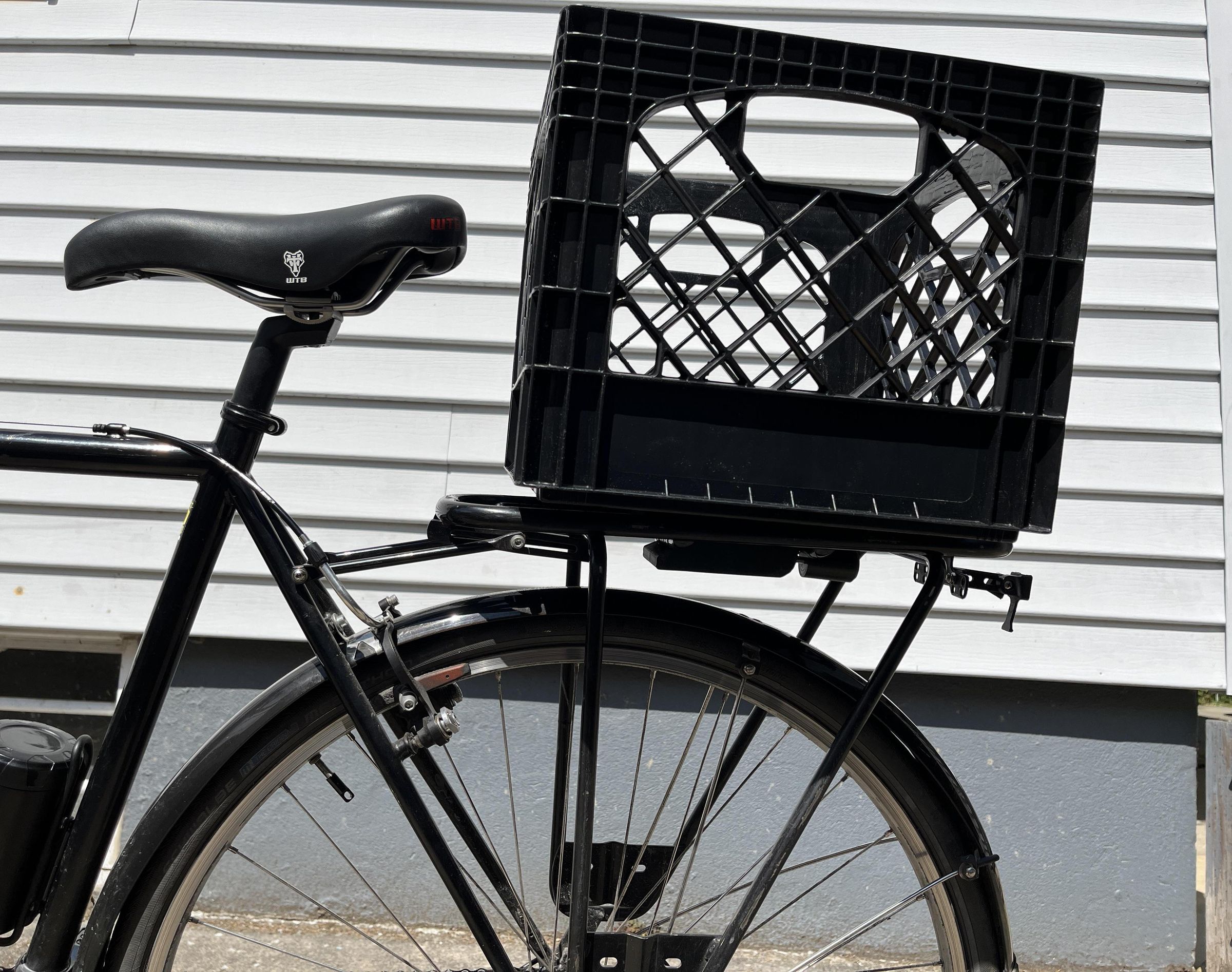 Removable Bike Milk Crate for Yepp Rear Rack With 3D Printed Bracket