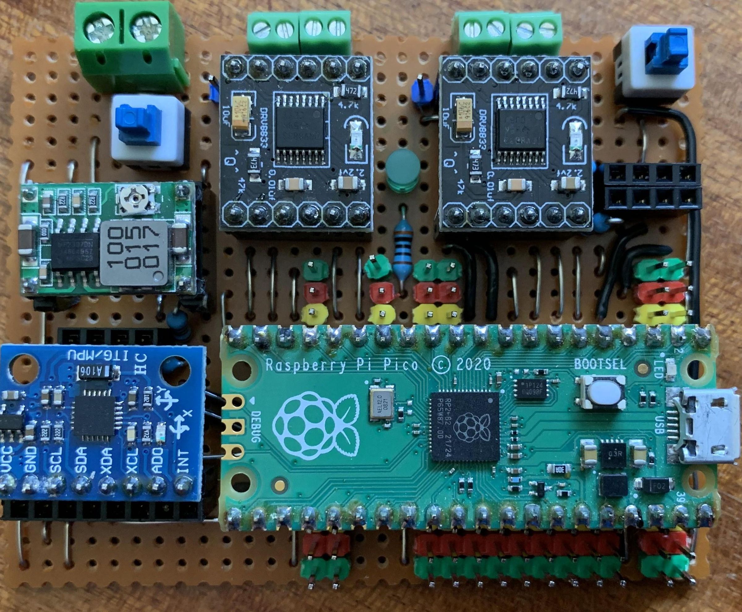 DIY Raspberry Pi Pico Robot Controller Board for L0Cost Robots Built on Matrix or Strip Board