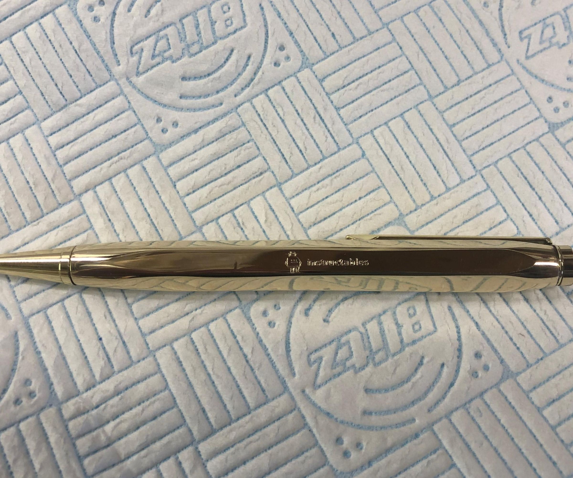 Brass Pen 1 Piece Hexagonal With Engraved Instructables Logo 