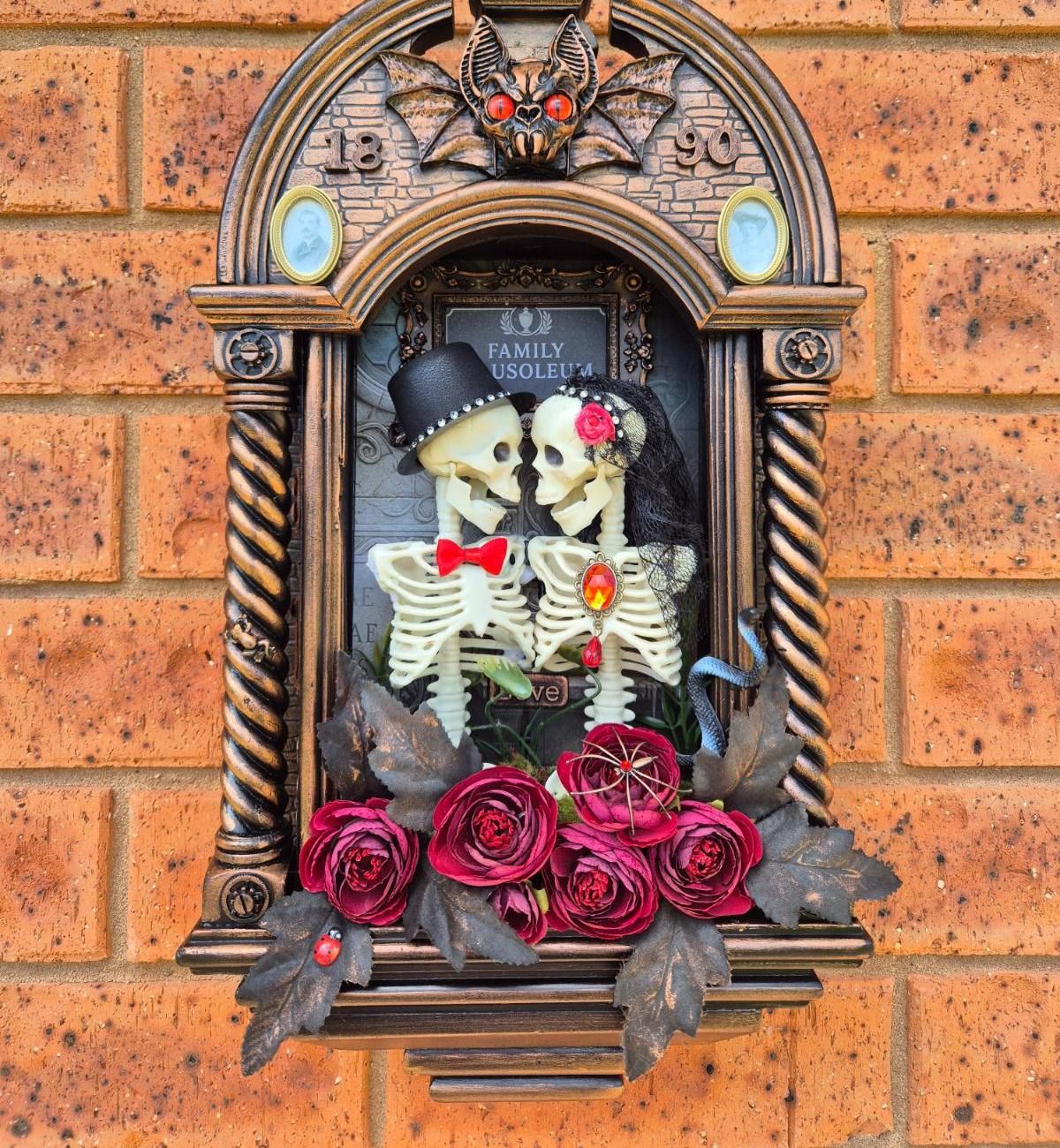 Upcycled Vintage Wall Clock Becomes a DIY Halloween Mausoleum