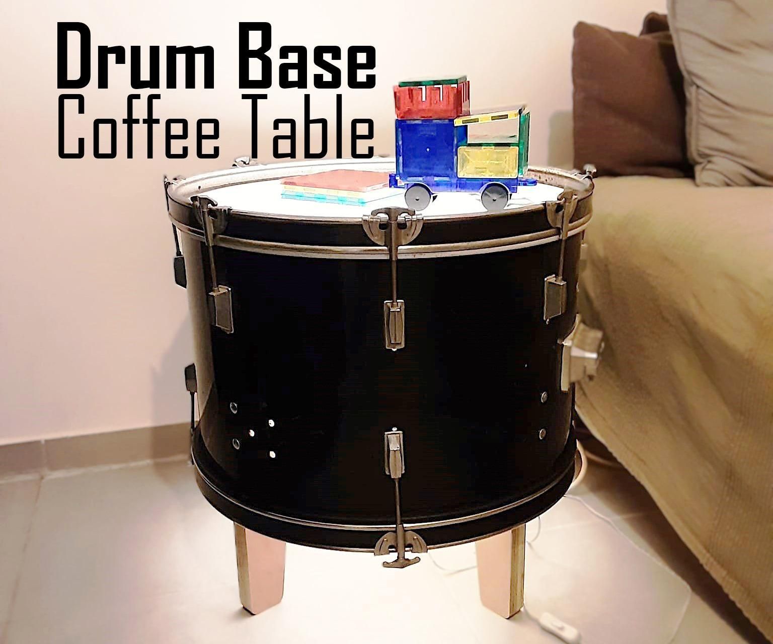 Drum Base Coffee Table With Internal Lighting