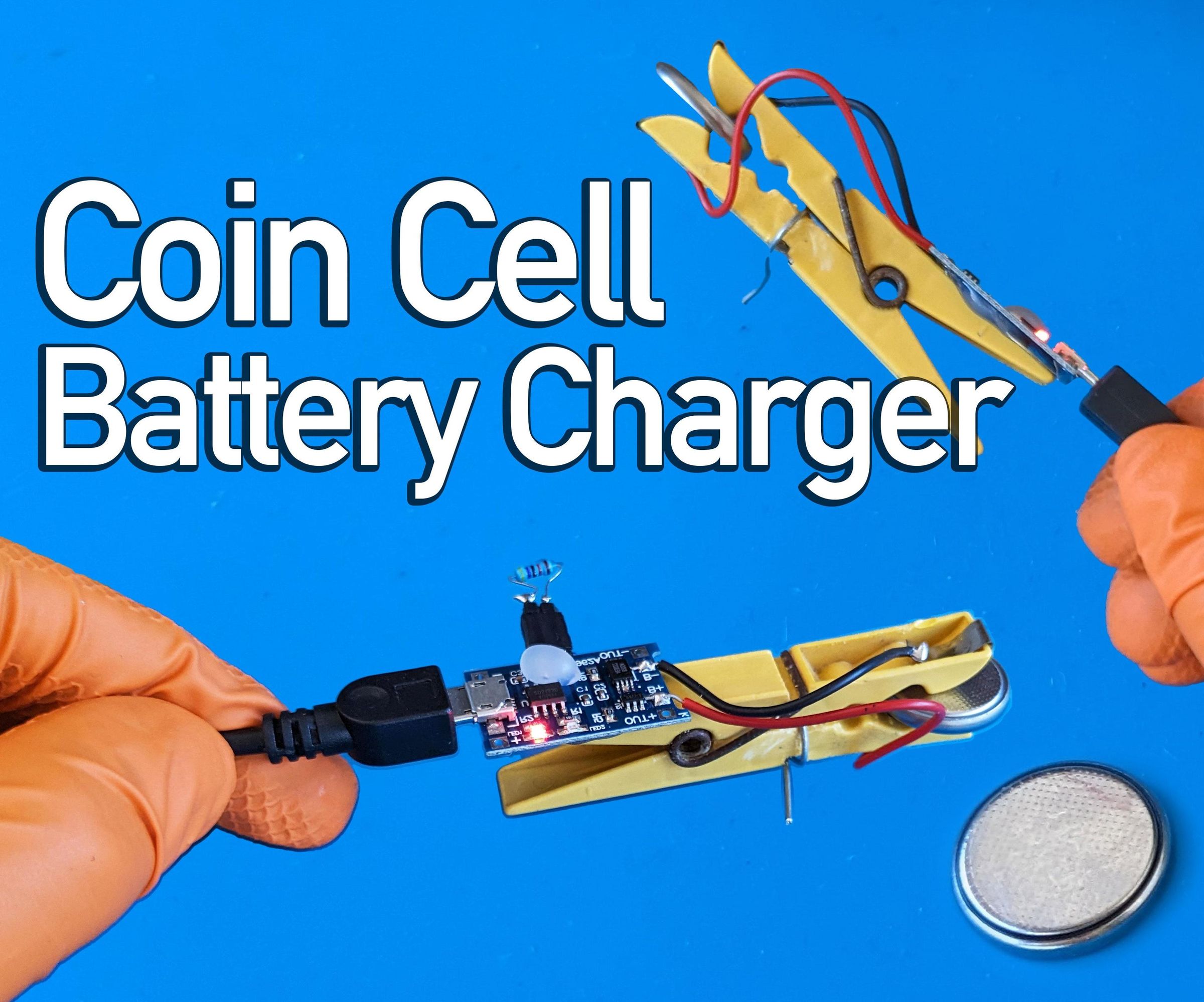 DIY Clothespin Coin Battery Charger - LIR2032