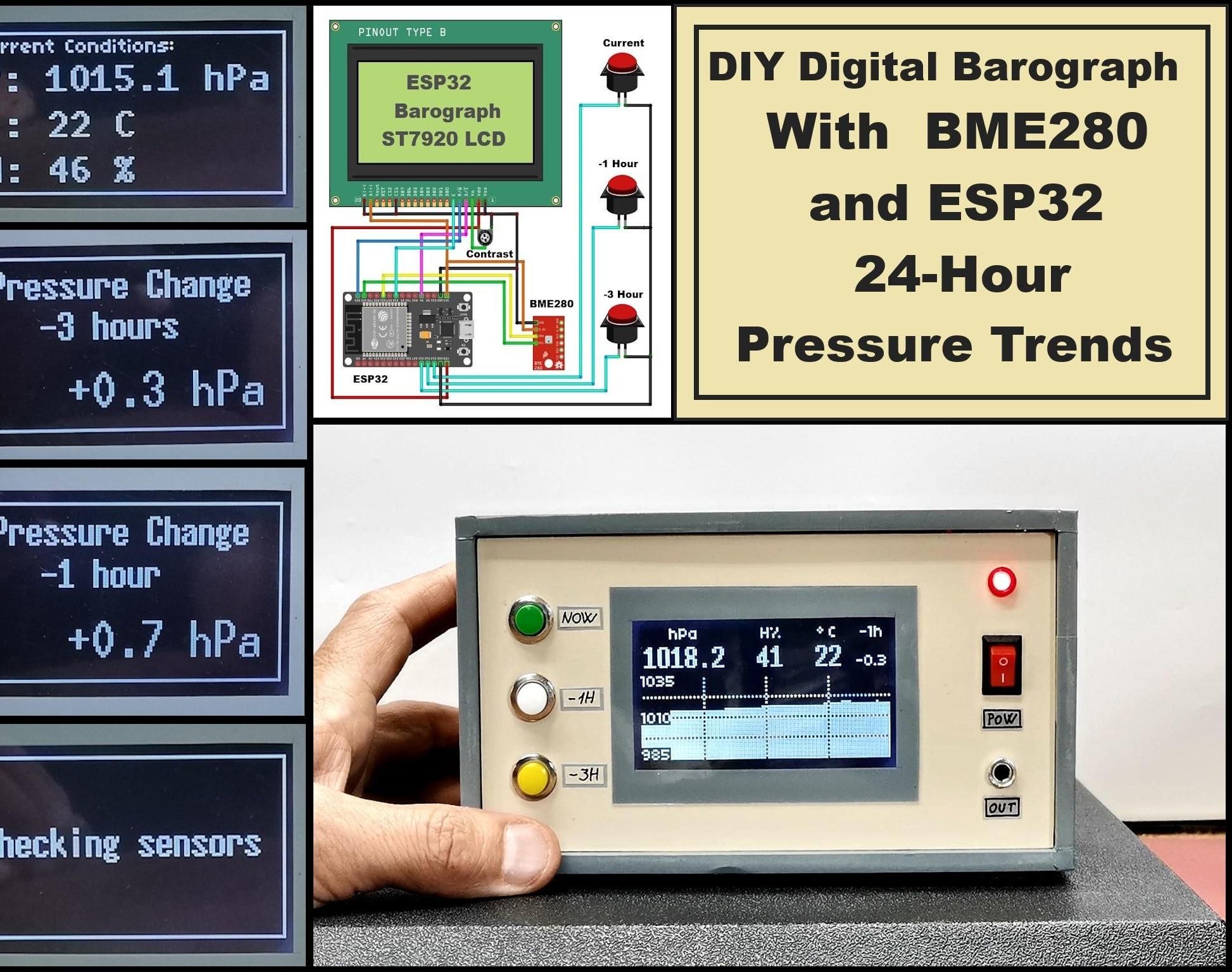 DIY Digital Barograph With BME280 and ESP32 - 24 Hour Pressure Trends