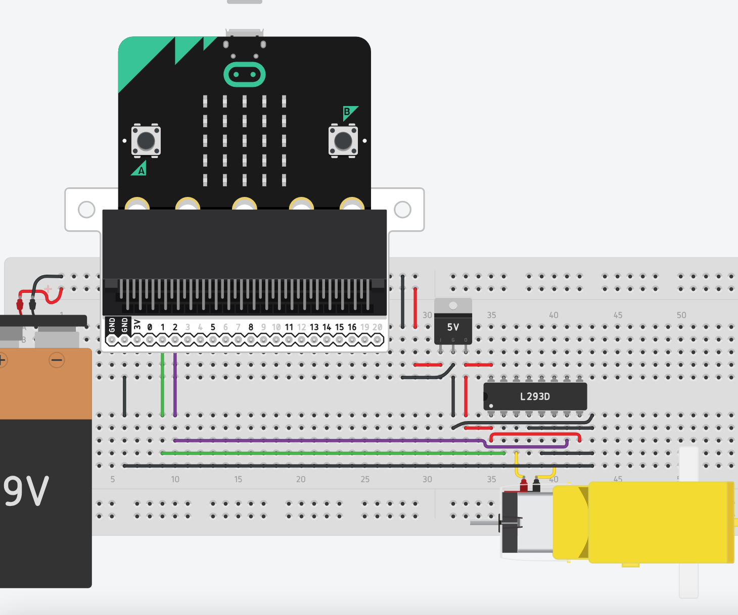Motor Control With the L293D H-Bridge and the Micro:bit in Tinkercad*