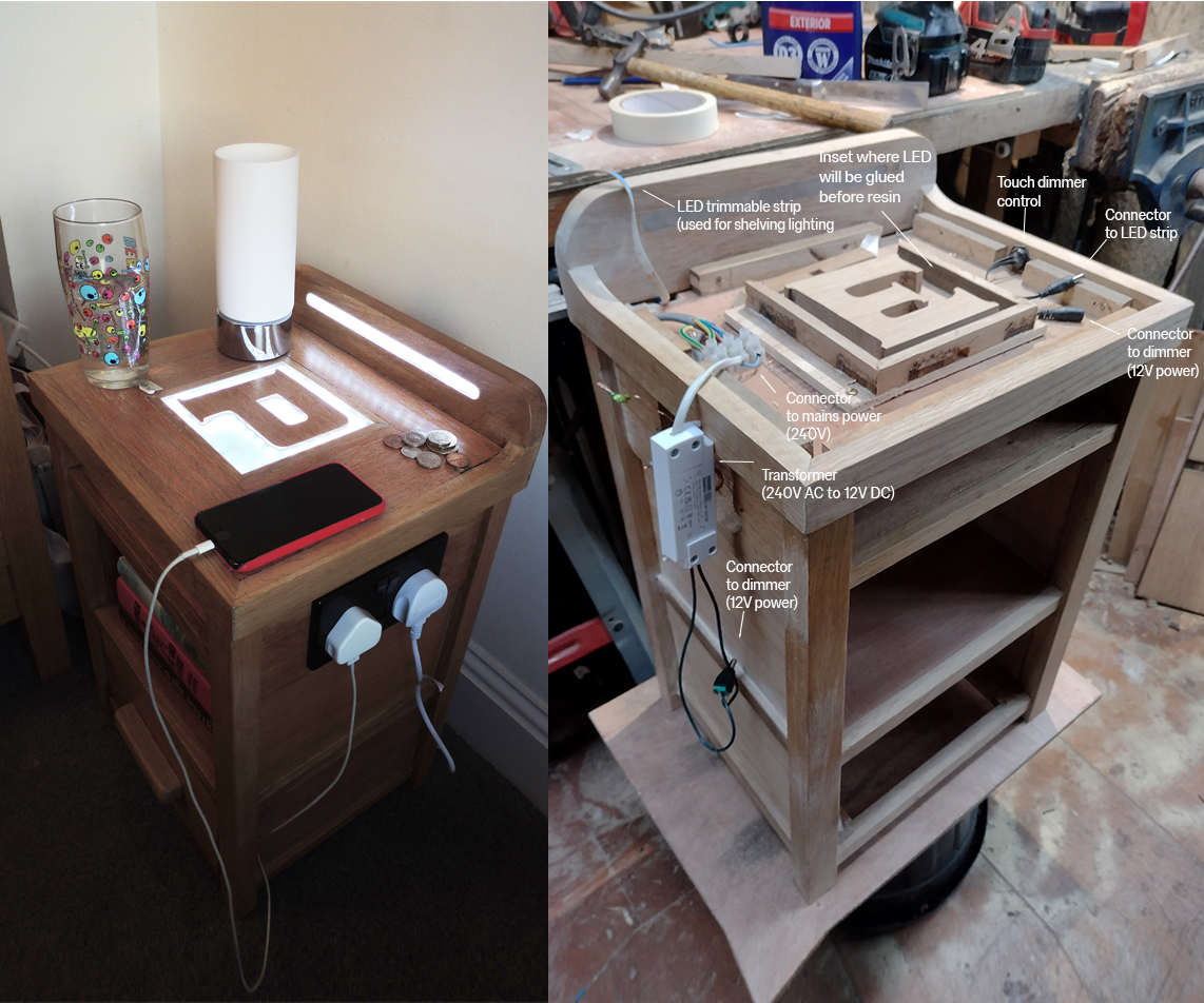 Matching Pair of Personalised Bedside Tables (nightstands) From Reclaimed Oak