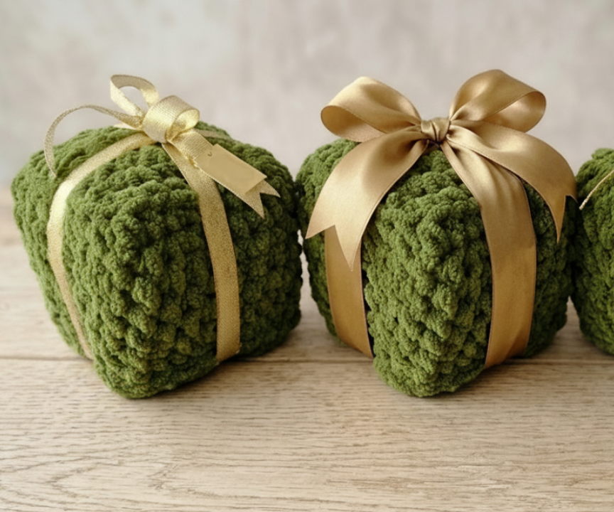 Christmas in July Crochet Chunky Christmas Gift Box Decor
