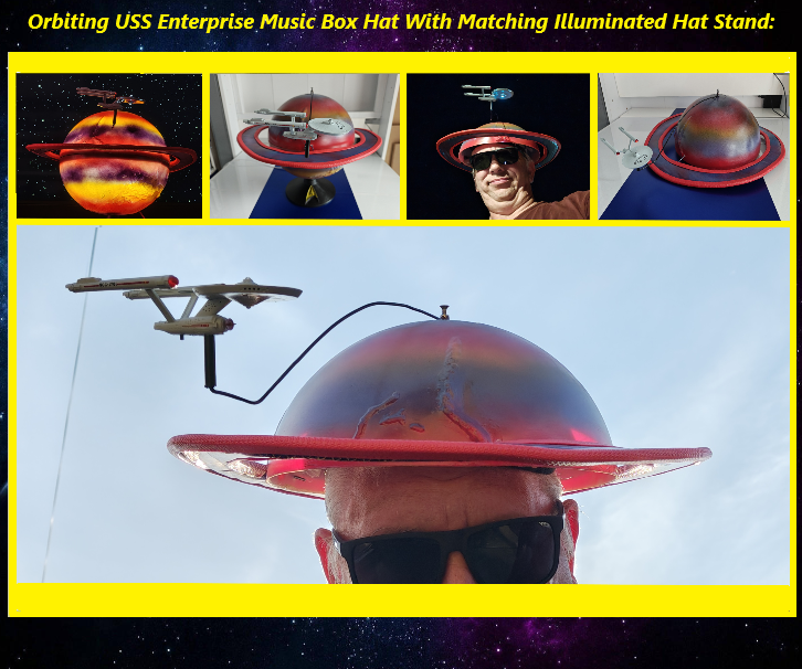 Orbiting USS Enterprise Music Box Hat With Matching Illuminated Hat Stand: