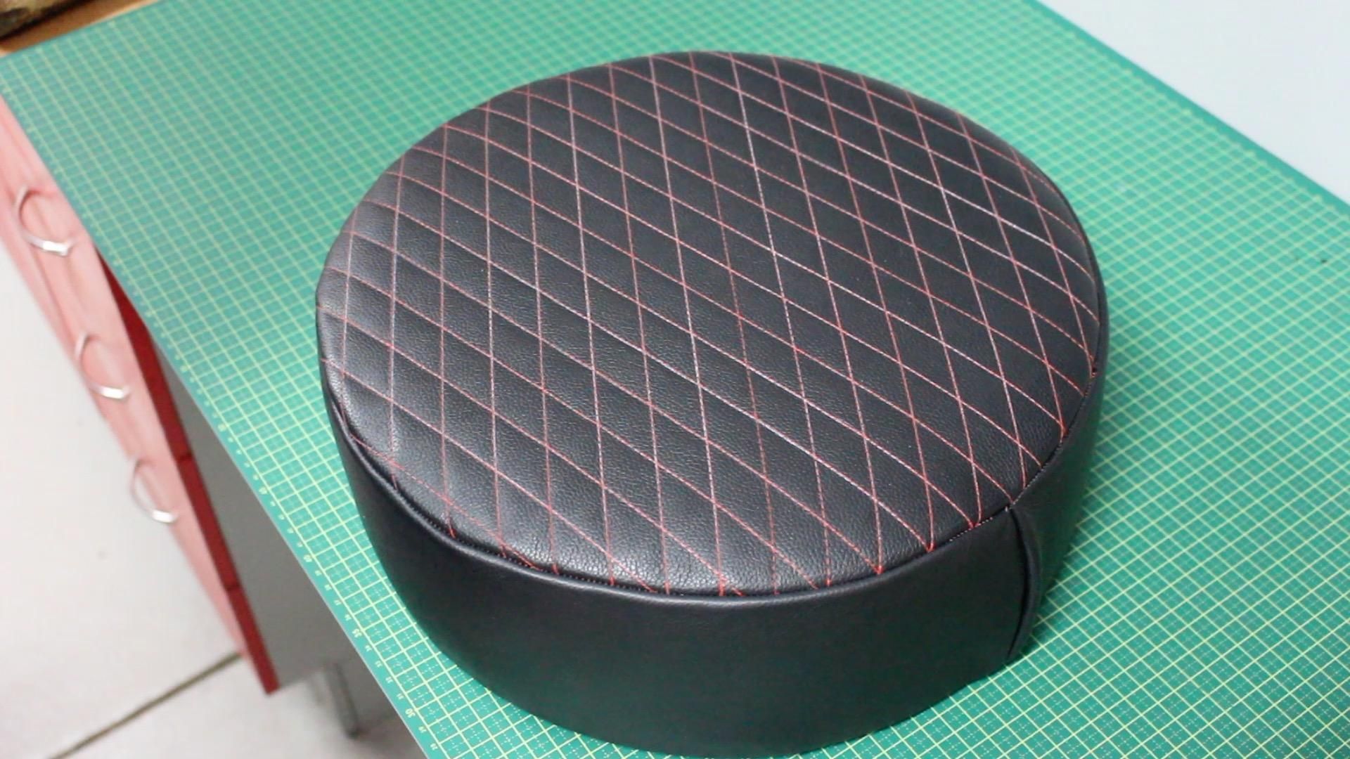 Leather Bar Stool Seat Cover With Diamond Stitching Pattern