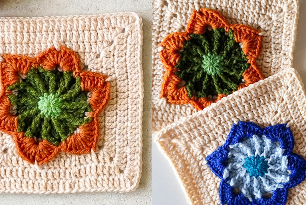 Crochet Radiant Orbit Granny Square Block