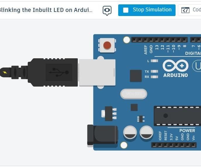 Blinking the Inbuilt LED on Arduino UNO Using Tinkercad