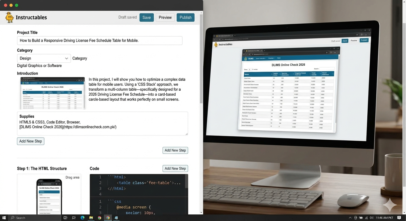 How to Build a Responsive Driving License Fee Schedule Table for Mobile