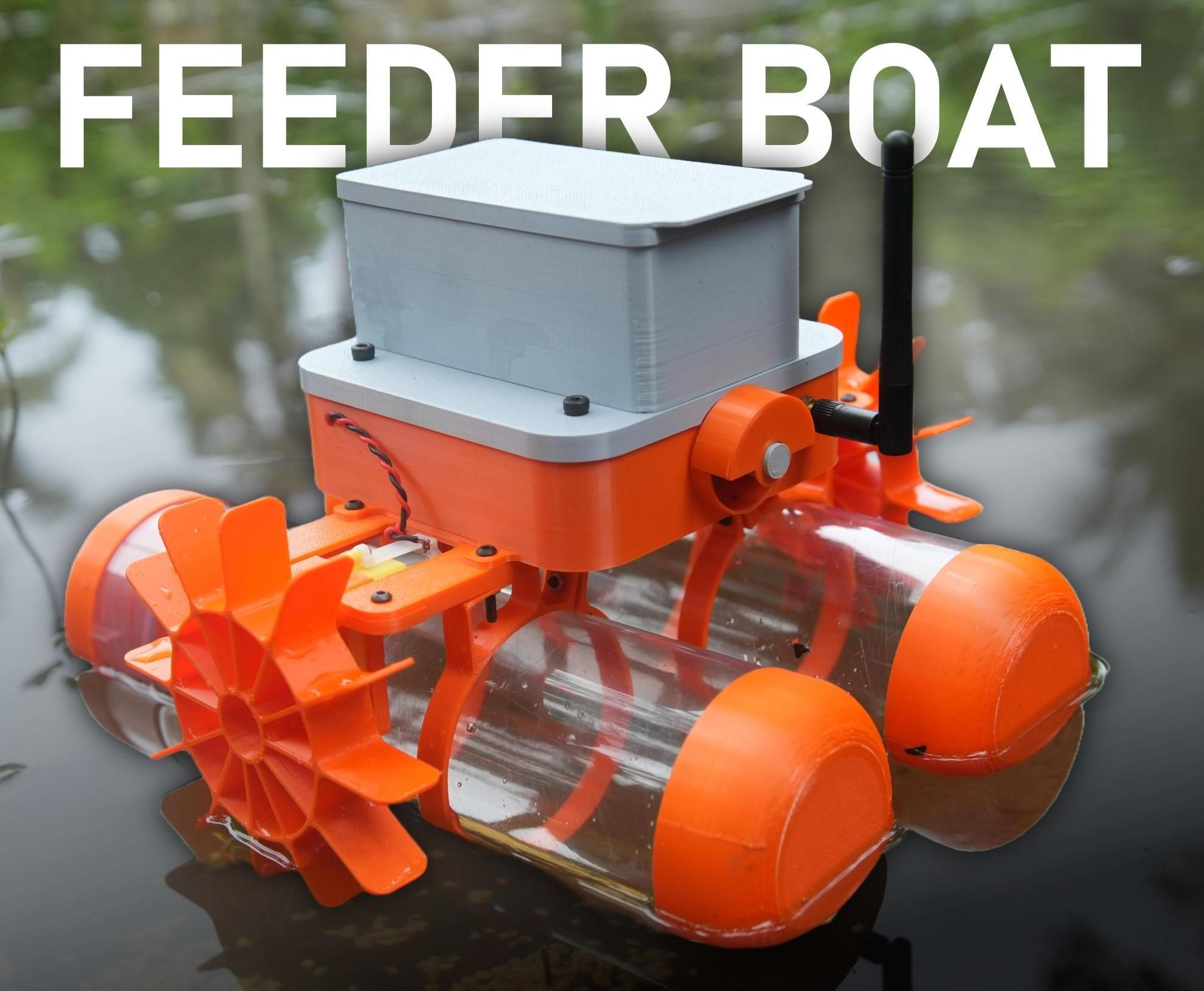 3D Printed Fish Feeder RC Boat With Controller