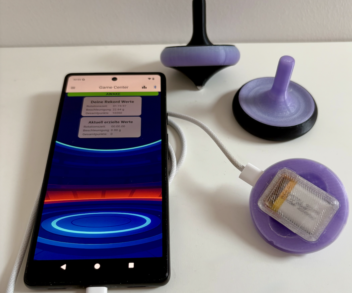 SpinDuel - DIY Spinning Top / Kreisel - Seeed XIAO NRF52840 Sense - With IOS / Android App