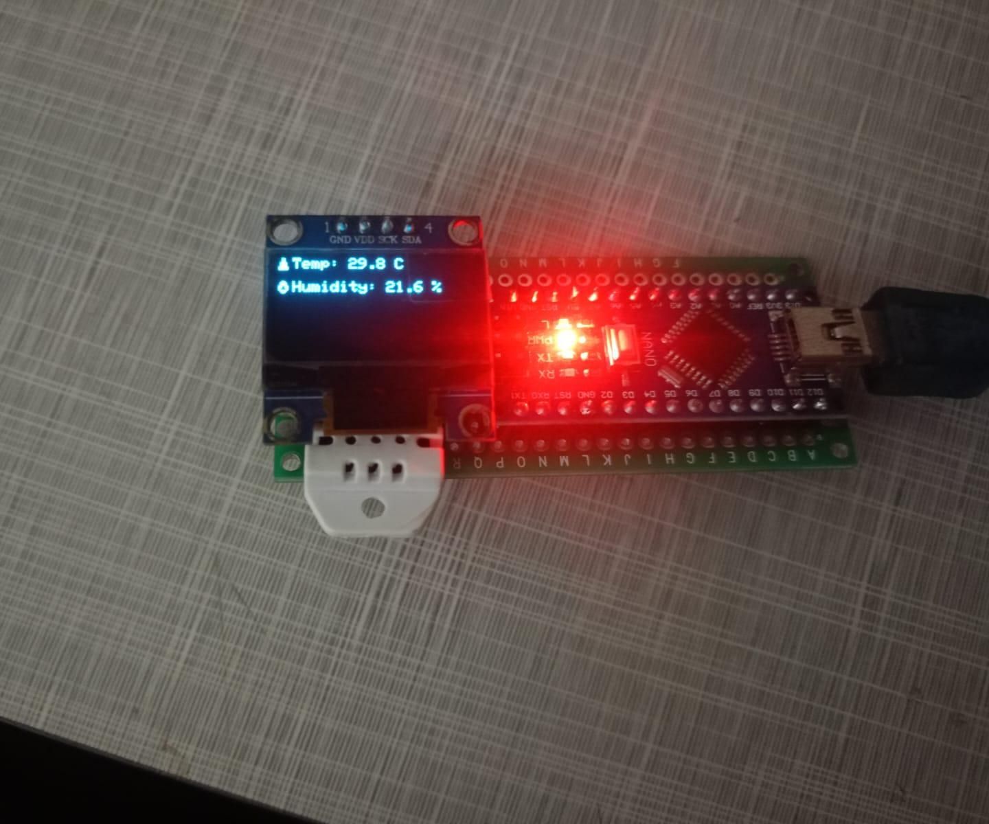 Temperature & Humidity Monitor Using Arduino Nano, DHT11 & 0.9" OLED Display