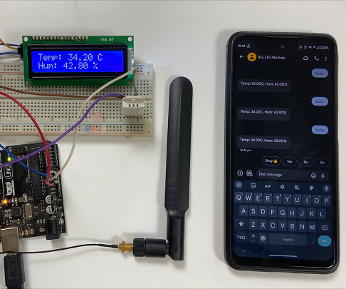 Request Sensor Data Using 4G LTE Modem & Arduino Uno | DHT22.