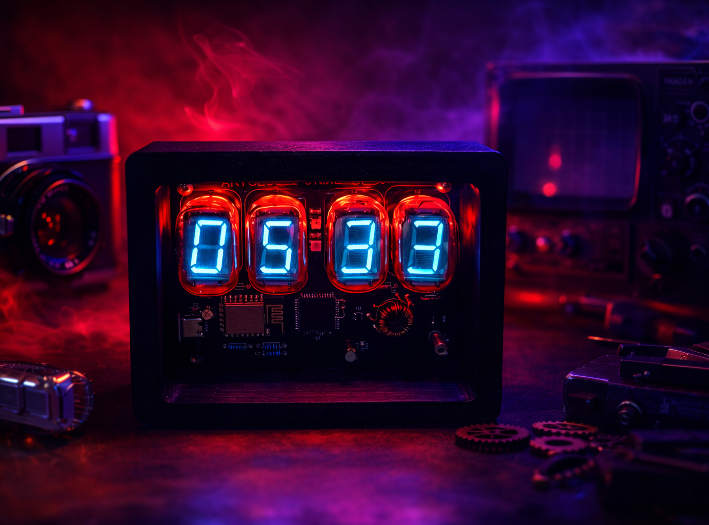 NIXIE CLOCK Artclusive NCL-1 VFD Clock.Retro IV-22 Glow Meets Modern Wi-Fi Tech. a Nixie-Style Masterpiece With ESP-12