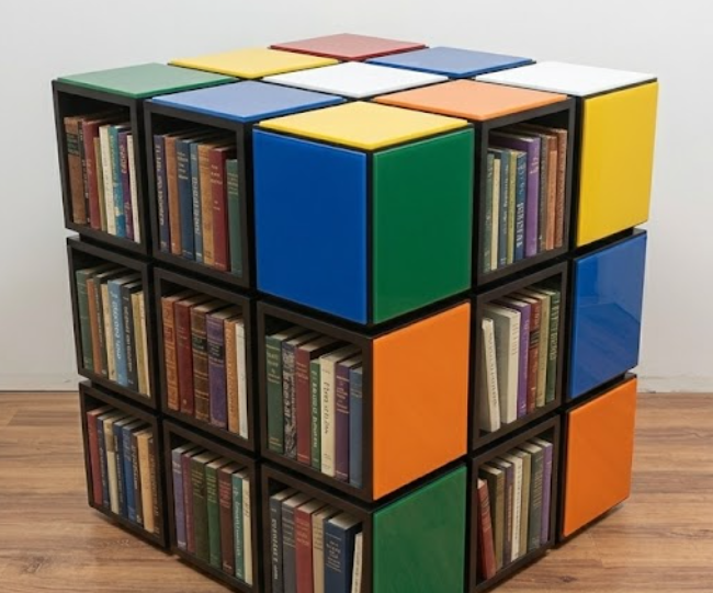 The DIY Functional Rubik's Cube Bookshelf