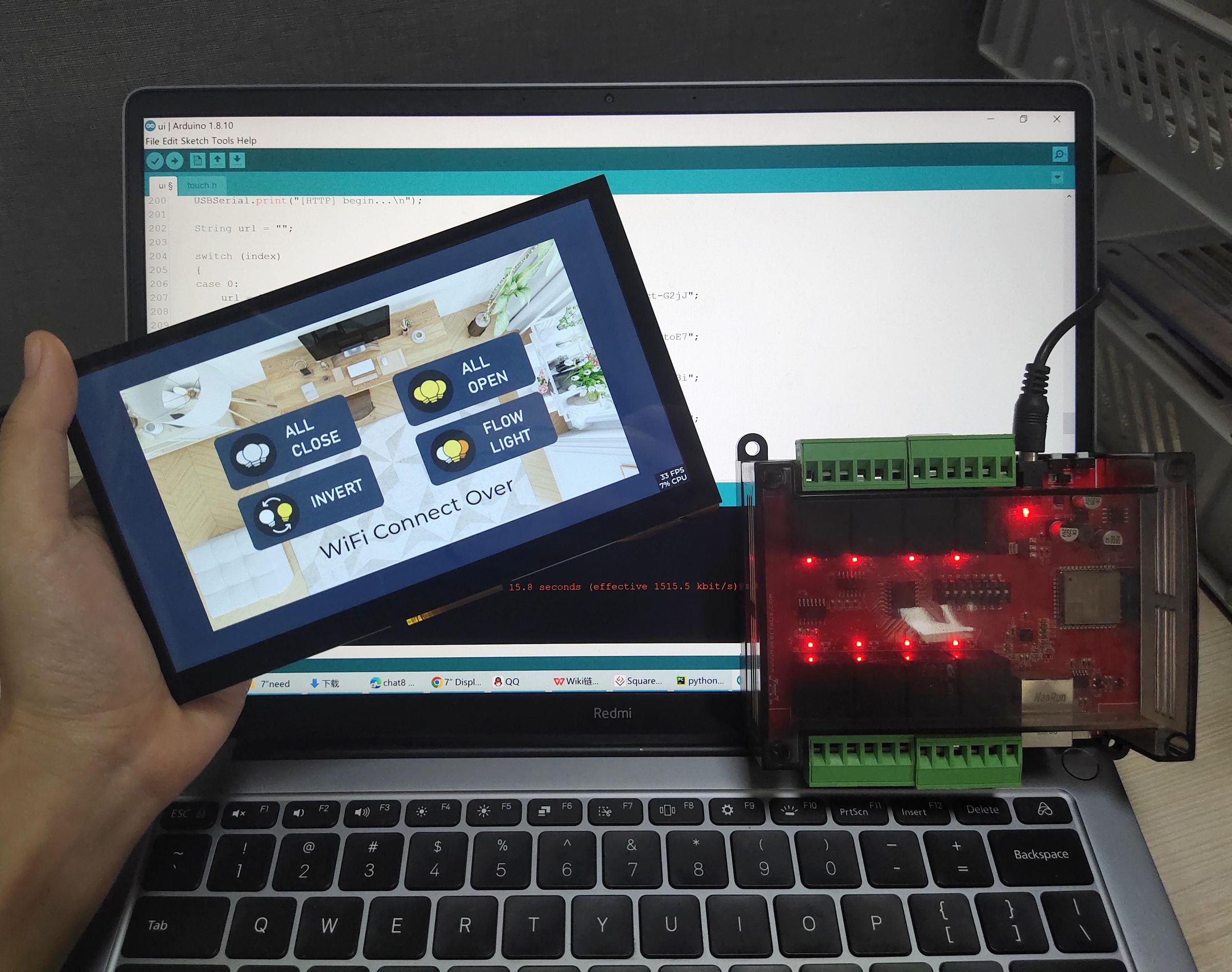 ESP32-S3 7" Display, Wireless Relay Controller With Integrated LVGL and Home Assistant(HA)