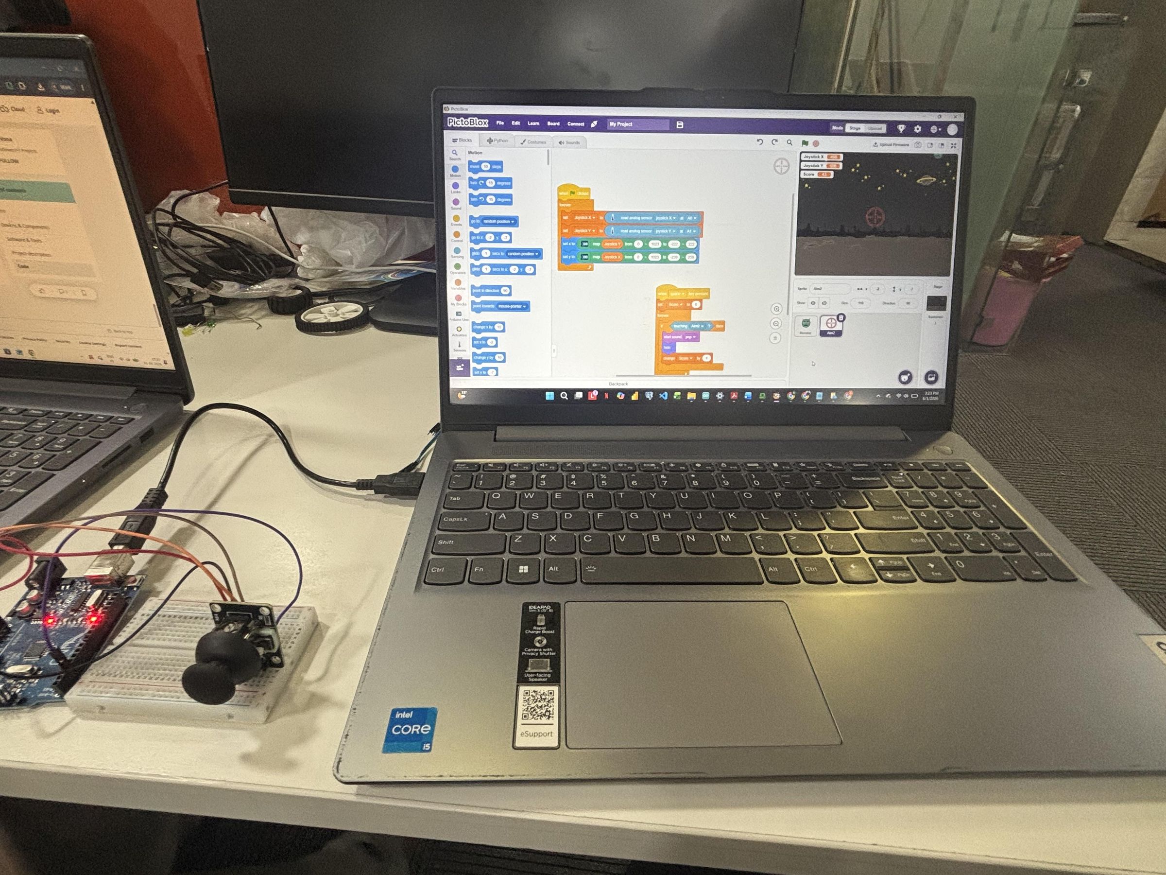 Cyber Monster Hunt - Arduino and PictoBlox Joystick Shooting Game