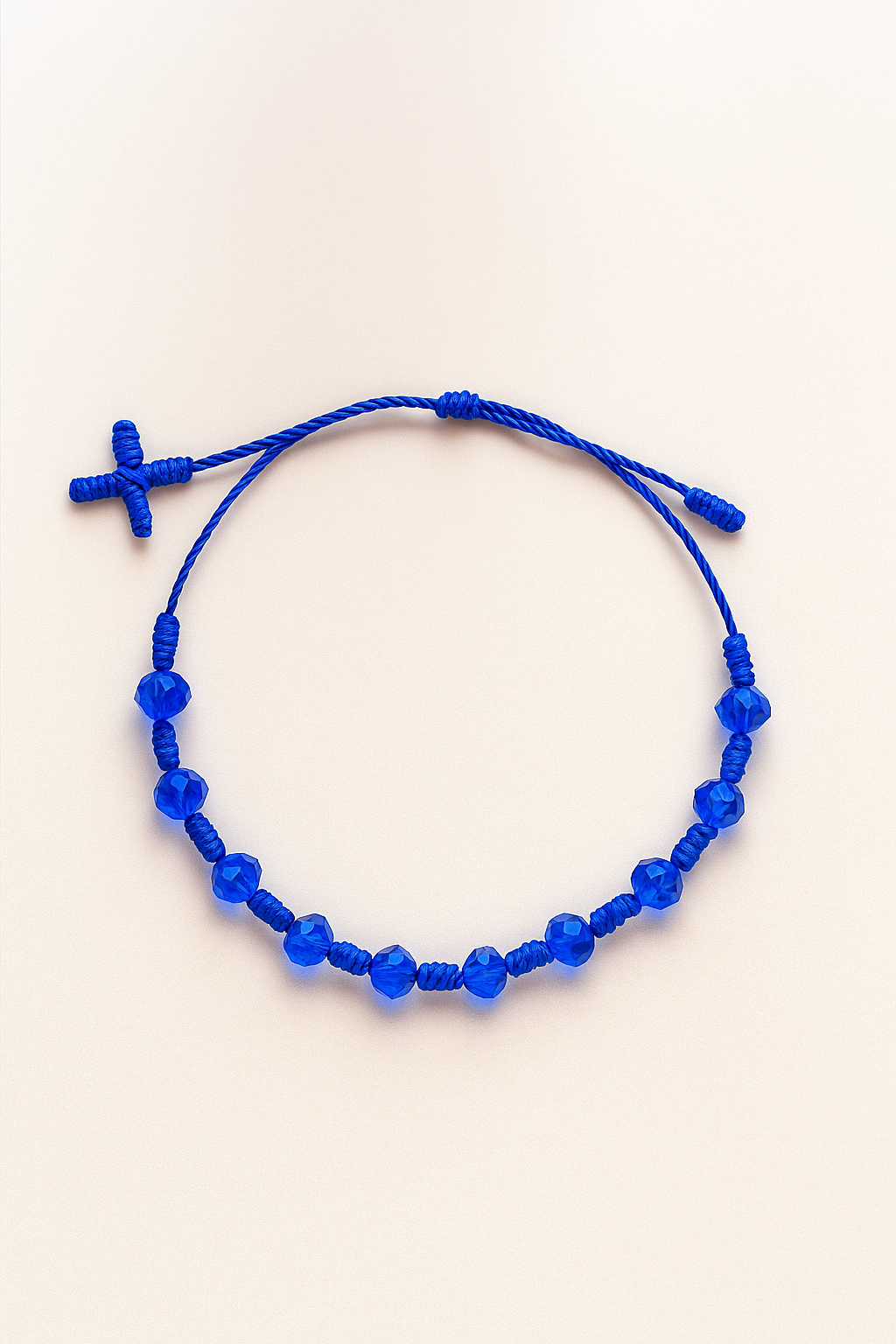 Blue Rosary-Style Bracelet With Franciscan Knots