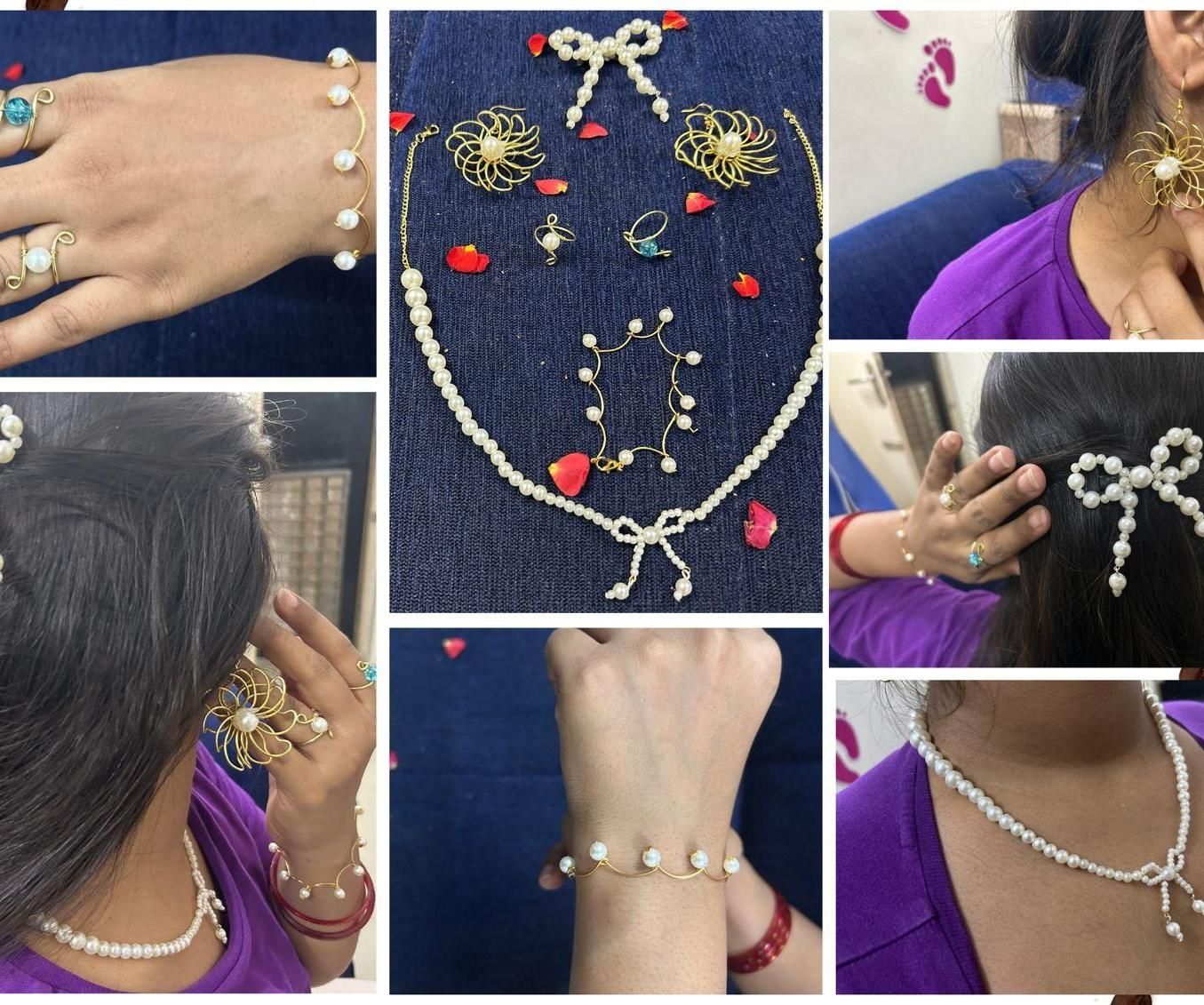 Elegant Pearl & Wire Jewelry Set