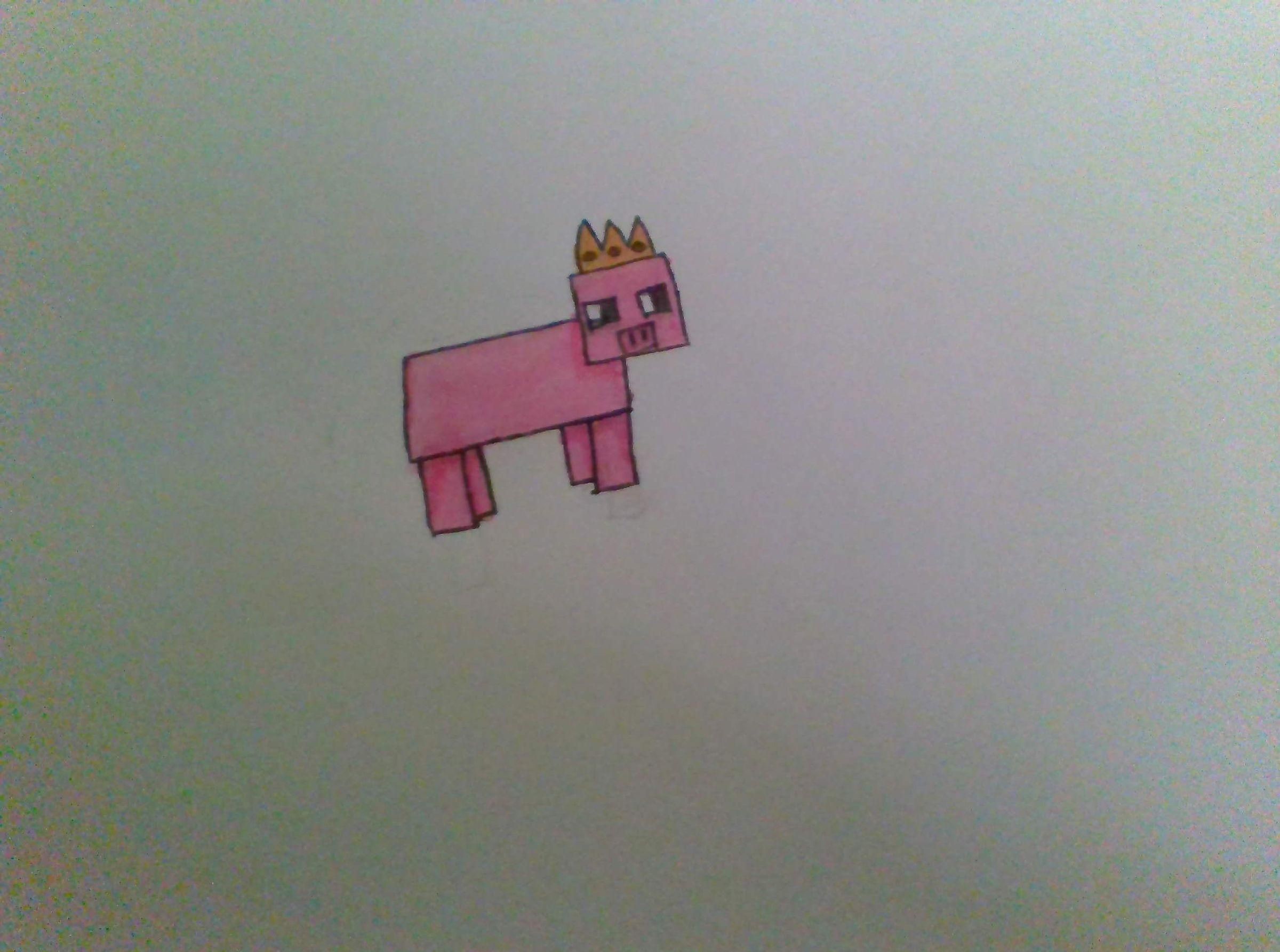 Minecraft Pig With a Gold Crown