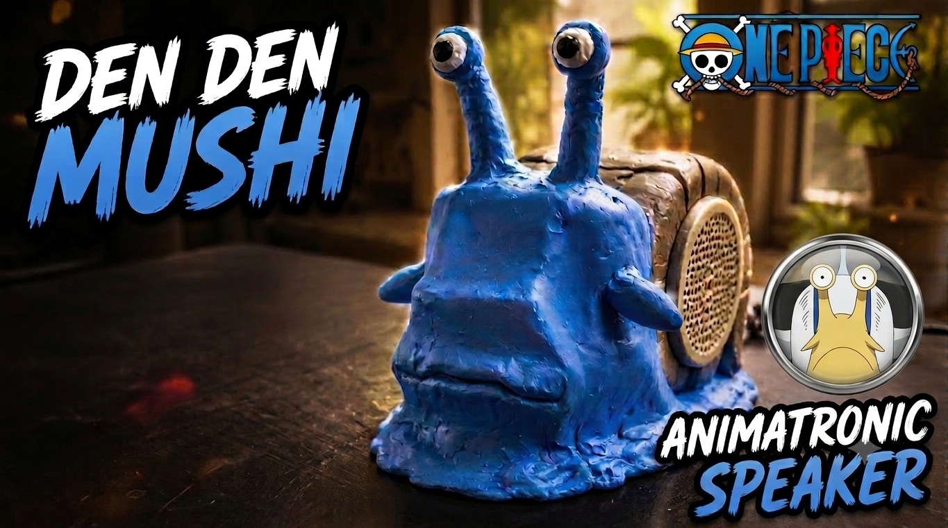 Making a Real Den Den Mushi (One Piece) — Animatronic Talking Speaker With Arduino