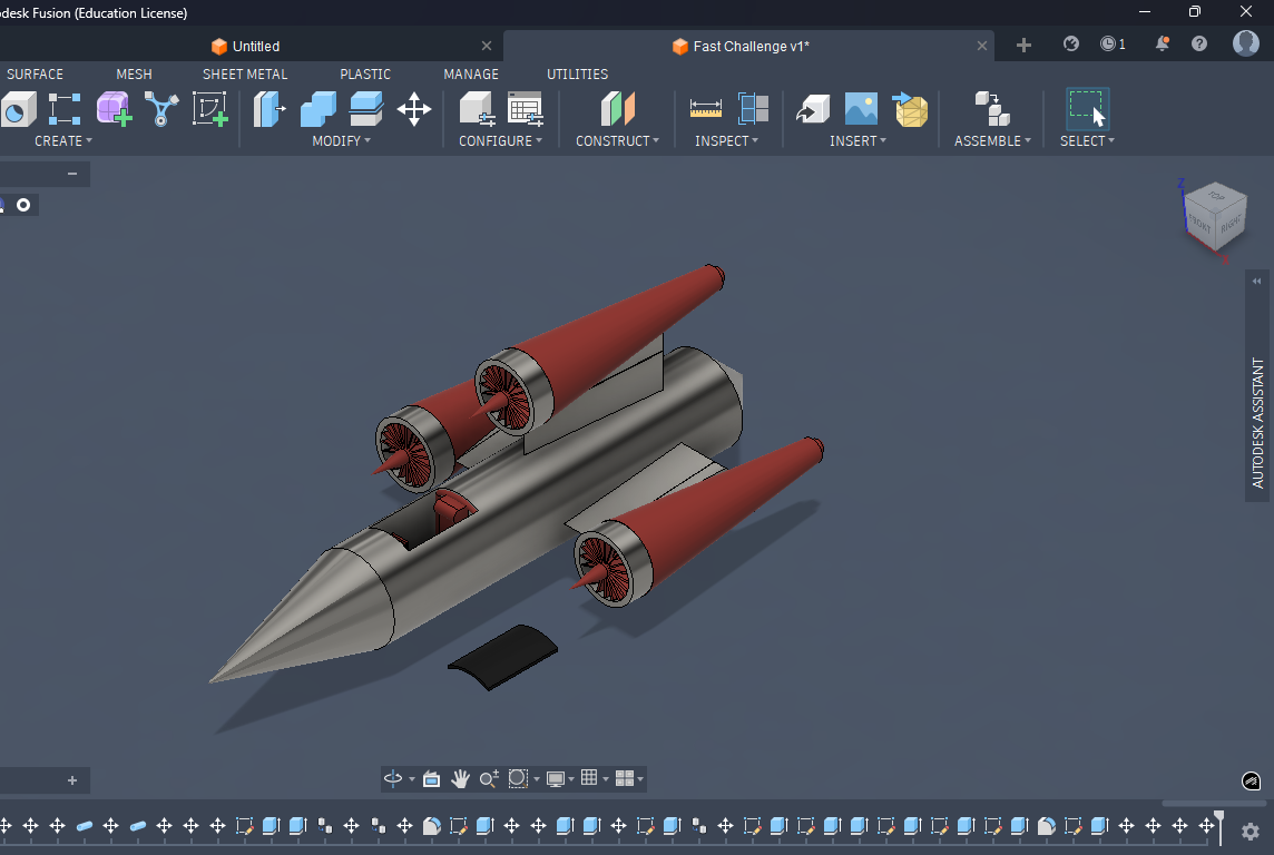 A Simple 3-Jet Engine Land Speed Racer Model