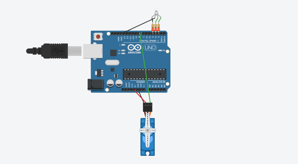 RGB LED Indicates Servo Motor Position