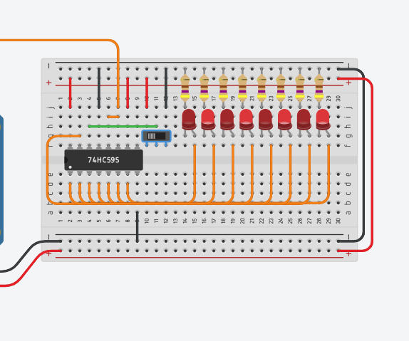 Shift Register on TinkerCad