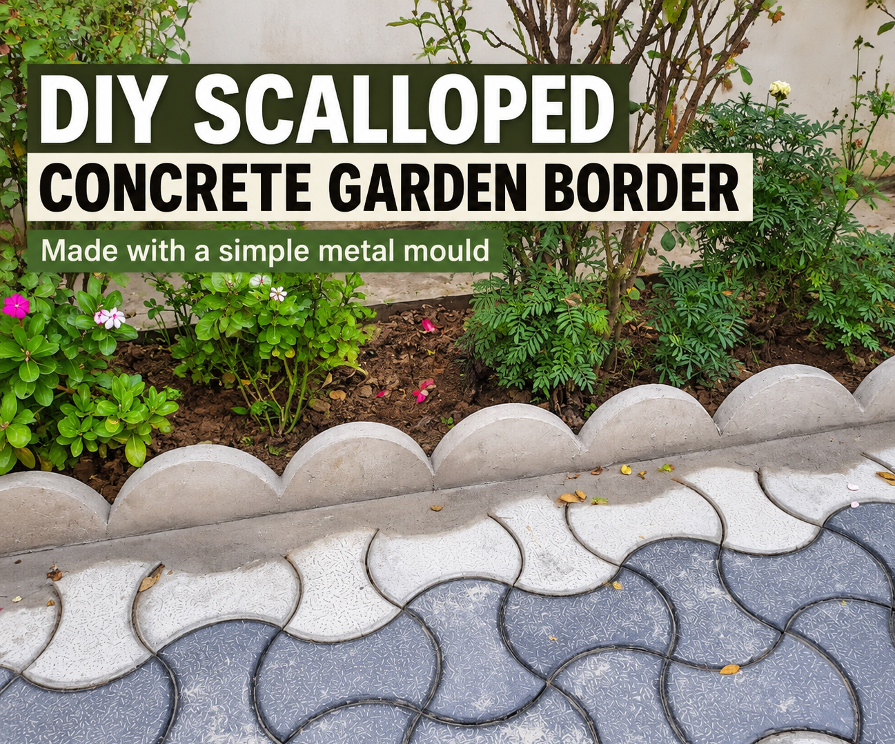 DIY Scalloped Concrete Garden Border Using a Simple Metal Mould
