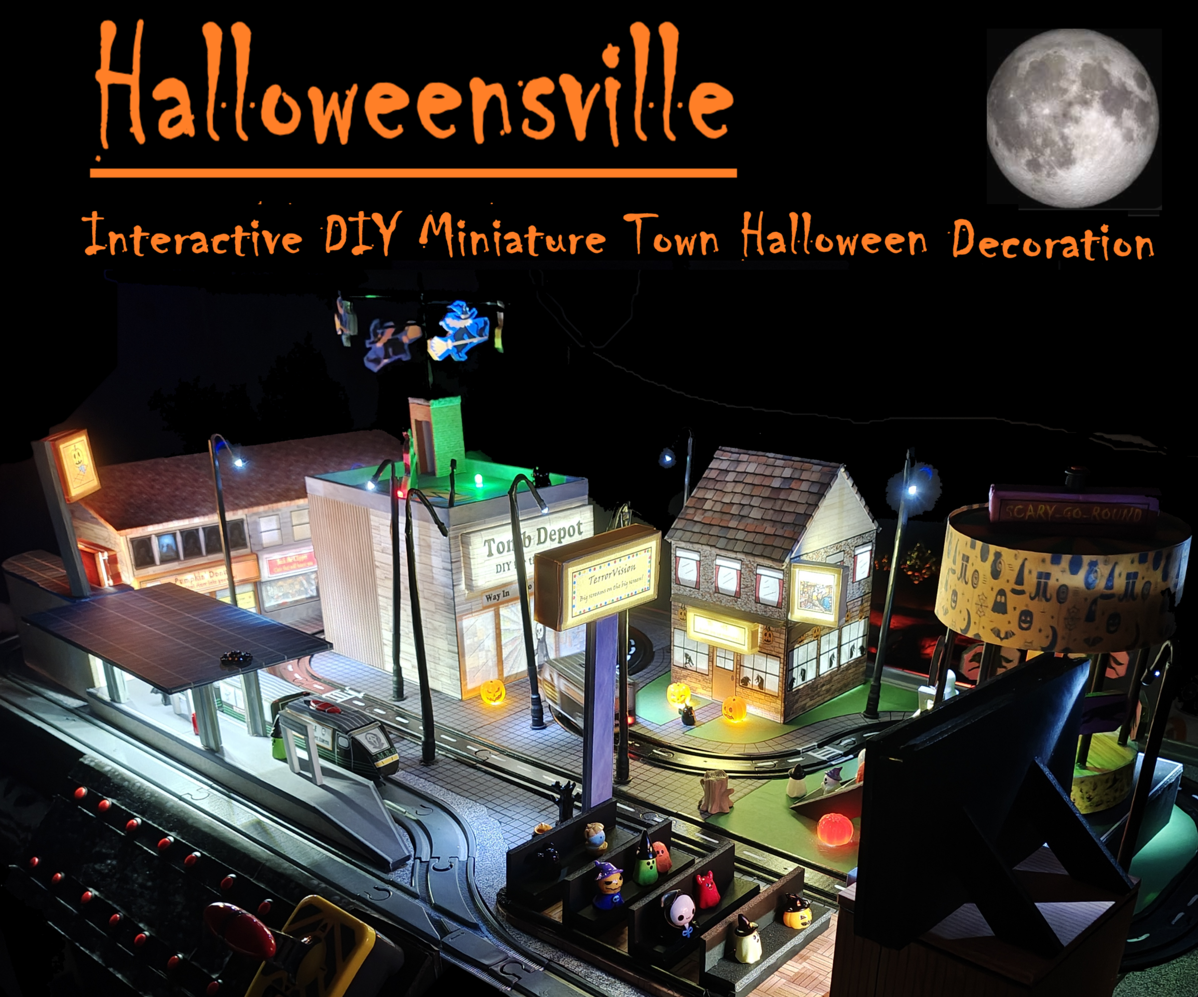 Hallowensville: Interactive Miniature Halloween Town Decoration:
