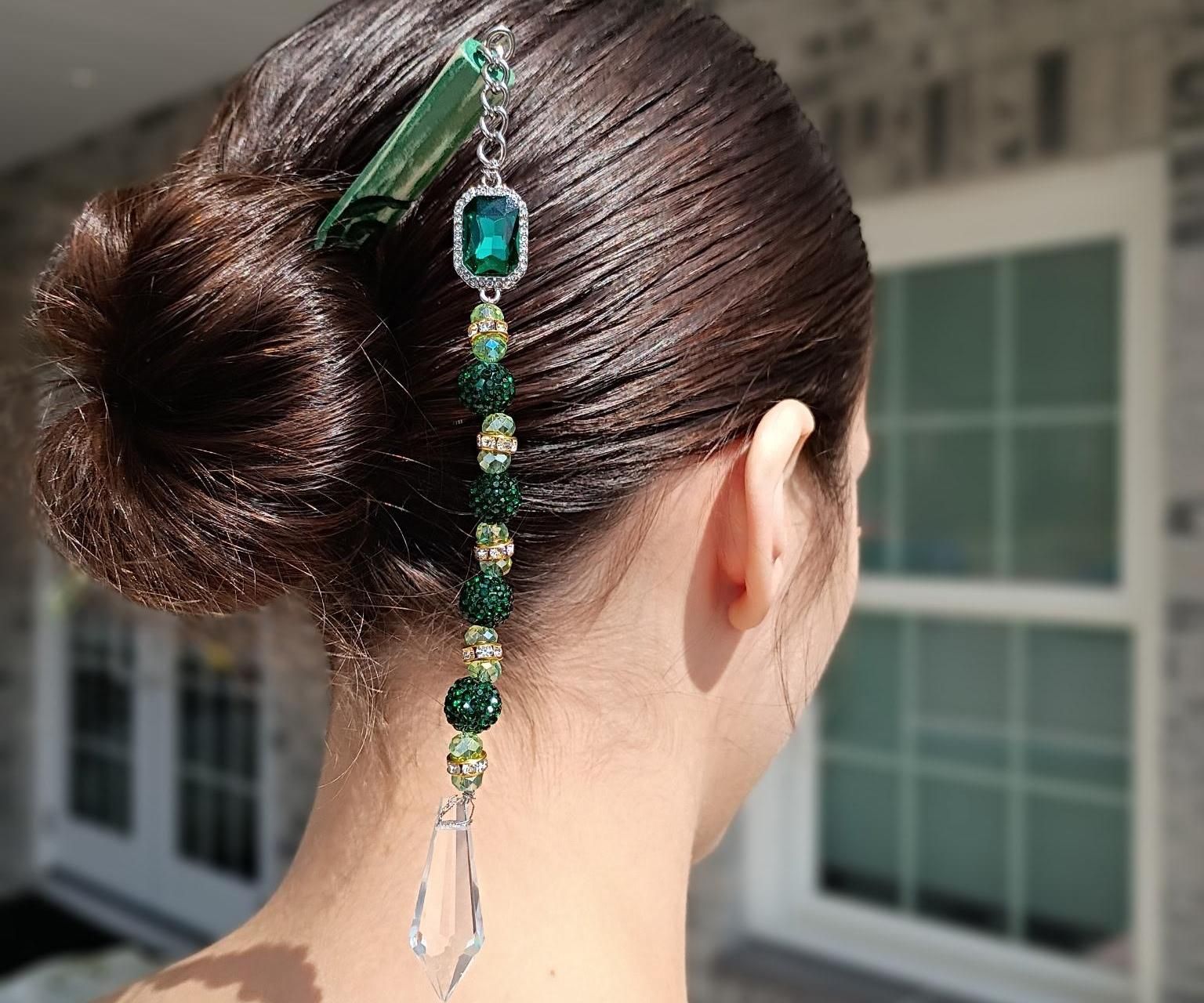 Hand-Carved Bejeweled Hair Stick