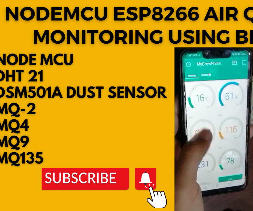 Air Quality Monitoring System Using NodeMCU or ESP8266, DHT21, Dust Sensor, MQ2, MQ4, MQ9, MQ135